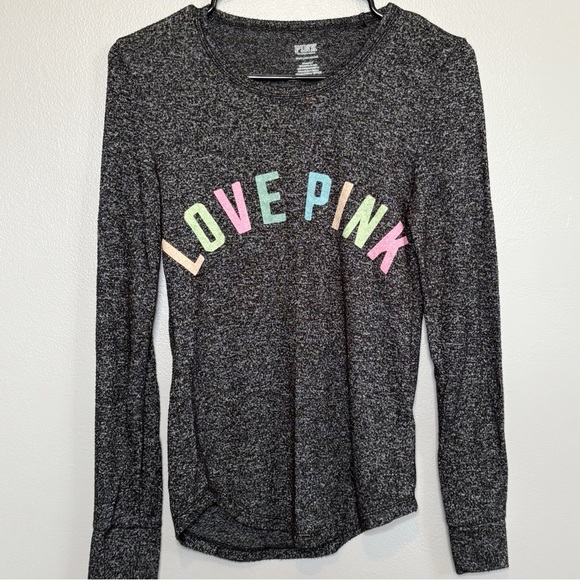PINK Victoria's Secret Tops - PINK Victoria's Secret Long Sleeve Lounge Crewneck Top Black Size XS